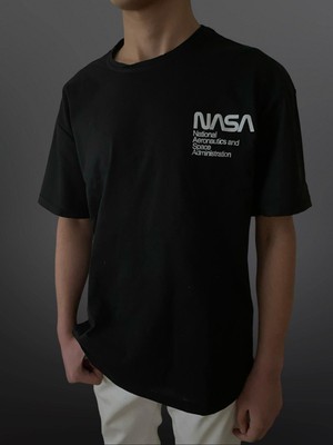 Velox Home Nasa Baskılı Bisiklet Yaka T-Shirt