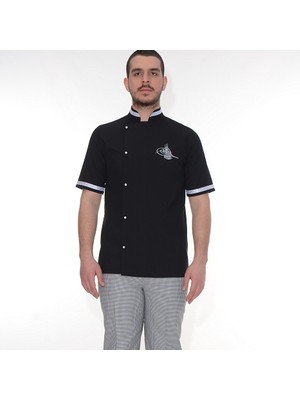Formteks Aşçı Ceketi Siyah Gümüş Tuğralı