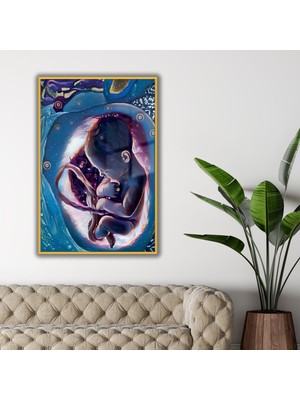 Gaagart Metal Çerçeveli Cam Tüp Bebek Poliklinik Tablosu Renkli Fetüs