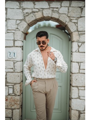 Outfit-Man Erkek Kroşe Oversize Gömlek Kahve