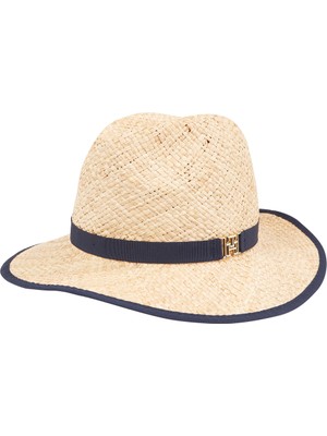 Tommy Hilfiger Bej Kadın Şapka Beach Summer Hasır Fedora Hat