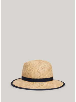 Tommy Hilfiger Bej Kadın Şapka Beach Summer Hasır Fedora Hat