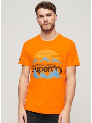 Superdry Bisiklet Yaka Baskılı Turuncu Erkek T-Shirt M1011911AP2T_GREAT Outdoors Nr Grap