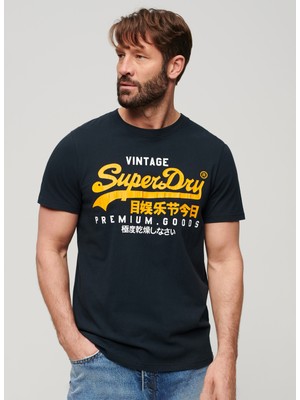 Superdry Bisiklet Yaka Baskılı Lacivert Erkek T-Shirt M1011977A98T_VL Duo Tee