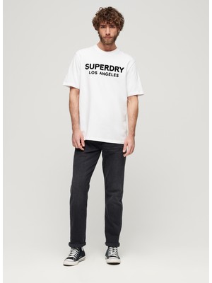 Superdry Bisiklet Yaka Baskılı Beyaz Erkek T-Shirt M6010805AT7X_LUXURY Sport Loose Tee