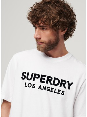 Superdry Bisiklet Yaka Baskılı Beyaz Erkek T-Shirt M6010805AT7X_LUXURY Sport Loose Tee