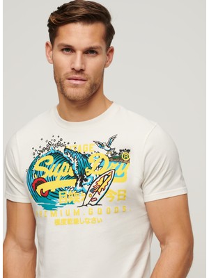 Superdry Bisiklet Yaka Baskılı Beyaz Erkek T-Shirt M1011916A71D_LA Vl Graphıc T Shırt