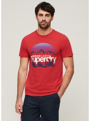 Superdry Bisiklet Yaka Baskılı Kırmızı Erkek T-Shirt M1011982A9QZ_GREAT Outdoors Graphıc