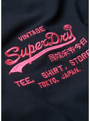 Superdry Bisiklet Yaka Baskılı Lacivert Erkek T-Shirt M1011922A98T_NEON Vl T Shırt