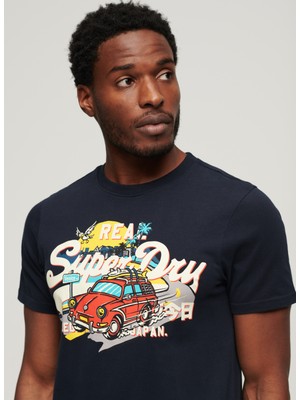 Superdry Bisiklet Yaka Baskılı Lacivert Erkek T-Shirt M1011916A98T_LA Vl Graphıc T Shırt