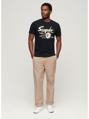 Superdry Bisiklet Yaka Baskılı Siyah Erkek T-Shirt M1011918A12A_RETRO Rocker Graphıc T