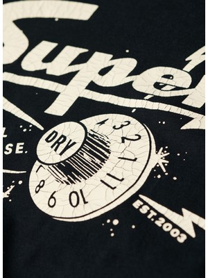 Superdry Bisiklet Yaka Baskılı Siyah Erkek T-Shirt M1011918A12A_RETRO Rocker Graphıc T