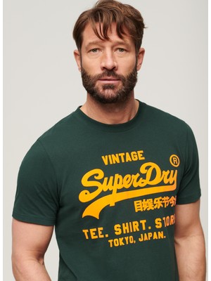 Superdry Bisiklet Yaka Baskılı Petrol Erkek T-Shirt M1011922A27E_NEON Vl T Shırt