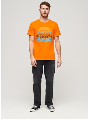 Superdry Bisiklet Yaka Baskılı Turuncu Erkek T-Shirt M1011911AP2T_GREAT Outdoors Nr Grap