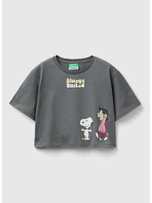 Benetton Antrasit Kız Çocuk T-Shirt 3096C10JA