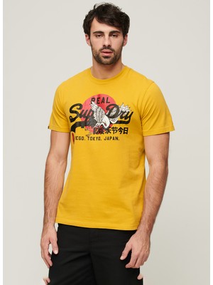 Superdry Bisiklet Yaka Baskılı Sarı Erkek T-Shirt M1011897A7SD_TOKYO Vl Graphıc T Shı