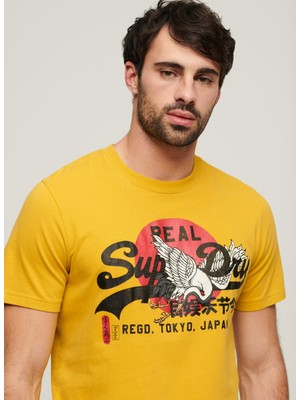 Superdry Bisiklet Yaka Baskılı Sarı Erkek T-Shirt M1011897A7SD_TOKYO Vl Graphıc T Shı