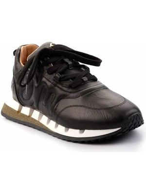 Bambi Siyah Hakiki Deri Kadın Sneaker K01480046303