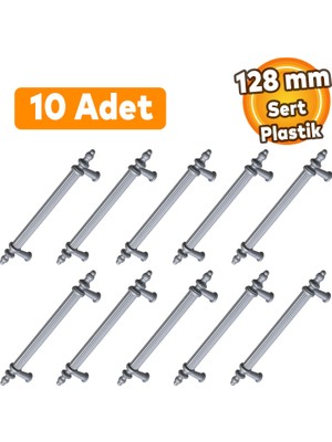 Badem10 Polavit 128 mm Gri Sert Plastik Mobilya Kulbu 10 Adet Ergonomik Tasarım