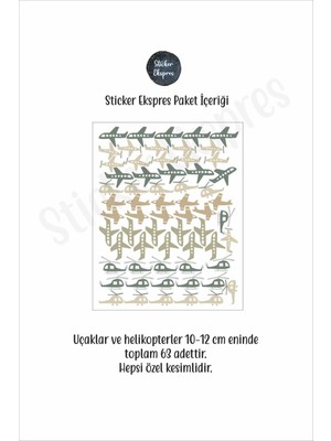 Sticker Ekspres Küçük Helikopterler ve Uçaklar Çocuk Odası Duvar Sticker Seti