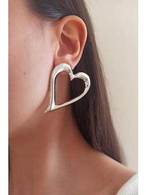 By Zeyna Aksesuar Kadın Özel Tasarım 5 cm Kalp Model Küpe ZYNA002