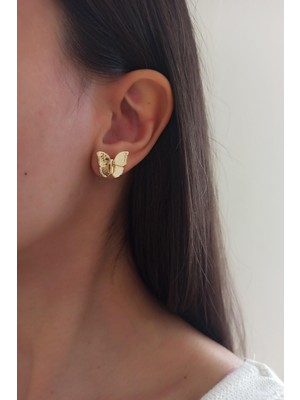 By Zeyna Aksesuar Kadın Özel Tasarım 2 cm Kelebek Model Küpe ZYNA005