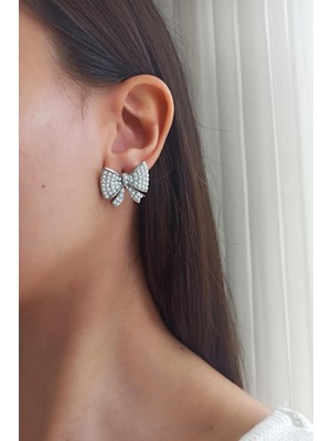 By Zeyna Aksesuar Kadın Özel Tasarım 3 cm Suni Incili Kurdele Model Küpe ZYNA006