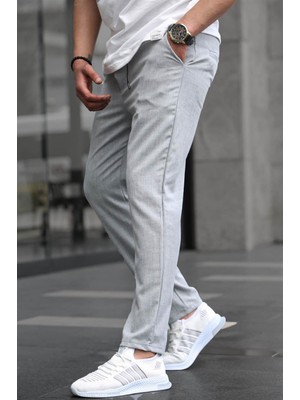 Madmext Gri Relaxed Fit Erkek Pantolon 6510 Dokuma Kumaş Normal Bel Günlük Stil