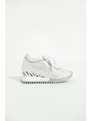 Seniorah Zenna Yüksek Taban Beyaz süet Kadın Spor Ayakkabı