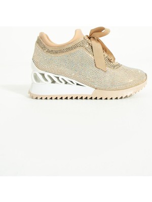 Seniorah Zenna Yüksek Taban Bej Süet Kadın Spor Ayakkabı