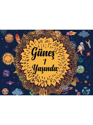 Reysa Tasarım Uzay Temalı Doğum Günü Afişi-100 x 150 cm