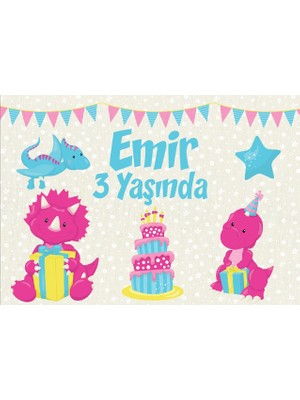 Reysa Tasarım Dinozorlar Temalı Doğum Günü Afişi-70 x 100 cm