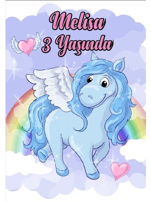 Reysa Tasarım Unicorn Temalı Doğum Günü Afişi-50 x 70 cm