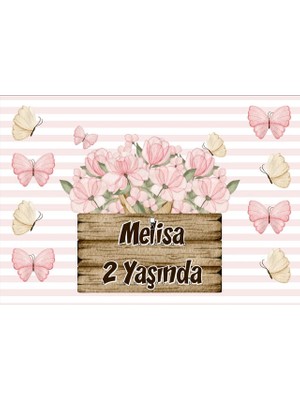 Reysa Tasarım Çiçek Temalı Doğum Günü Afişi-50 x 70 cm