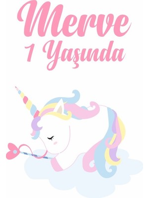 Reysa Tasarım Unicorn Temalı Doğum Günü Afişi-70 x 100 cm