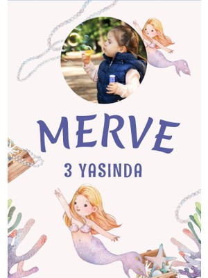 Reysa Tasarım Deniz Kızı Temalı Doğum Günü Afişi-70 x 100 cm