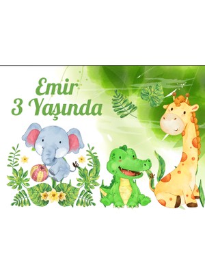 Reysa Tasarım Safari Temalı Doğum Günü Afişi-50 x 70 cm