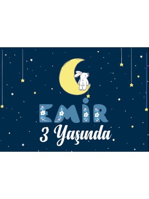 Reysa Tasarım Gece Temalı Doğum Günü Afişi-70 x 100 cm