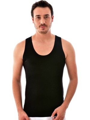 Seher Yıldızı Erkek Klasik Atlet %100 Pamuk Penye Siyah 6'lı Paket