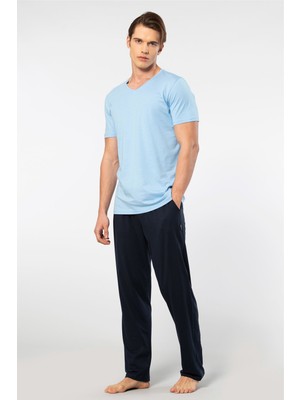 Cacharel 2192/AÇIK Mavi Erkek Kısa Kollu Modal Pijama Takımı