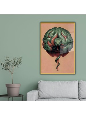 Gaagart Metal Çerçeveli Cam Nöroloji Poliklinik Tablosu Tıp Sembolü Beyin