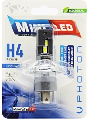 Photon H4 Mini LED Oto Ampul Photon 2li Set