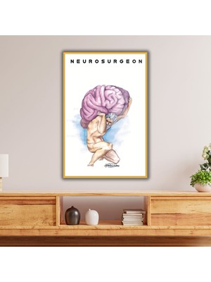 Gaagart Metal Çerçeveli Cam Poliklinik Tablosu Neurosurgeon Beyin Tasarım