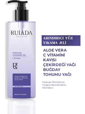 Ruida C Vitaminli Yüz Yıkama Jeli 400 ml Arındırıcı Etkili Akneli Ciltler İçin Canlandırıcı Formül