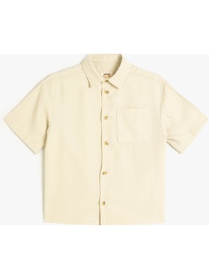 Koton Viskon Gömlek Kısa Kolu Tek Cep Detaylı