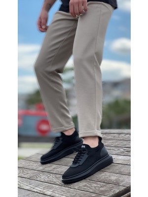 BOA Ba0812 Özel Örme Triko Tarz Siyah Renk Siyah Taban Spor Ayakkabı