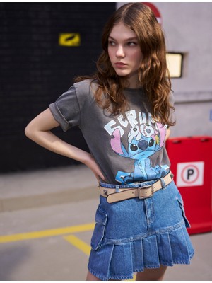 Koton Mini Pileli Kot Etek Yandan Kargo Cepli Rahat Kalıp