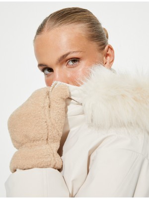 Koton Şişme Mont Kapüşonlu Peluş Detaylı Beli Lastikli