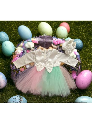 Neat Kids Kız Bebek Mevlüt Takımı Tütülü Renkli Prenses Elbise Baby Shower Doğum Günü Özel Gün Set 4 Parça