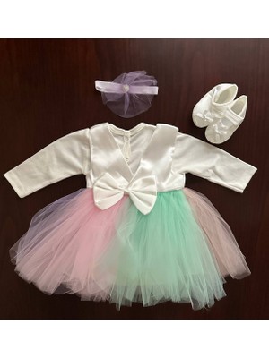 Neat Kids Kız Bebek Mevlüt Takımı Tütülü Renkli Prenses Elbise Baby Shower Doğum Günü Özel Gün Set 4 Parça